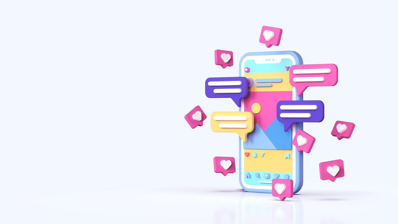 Social network interface 3d rendering